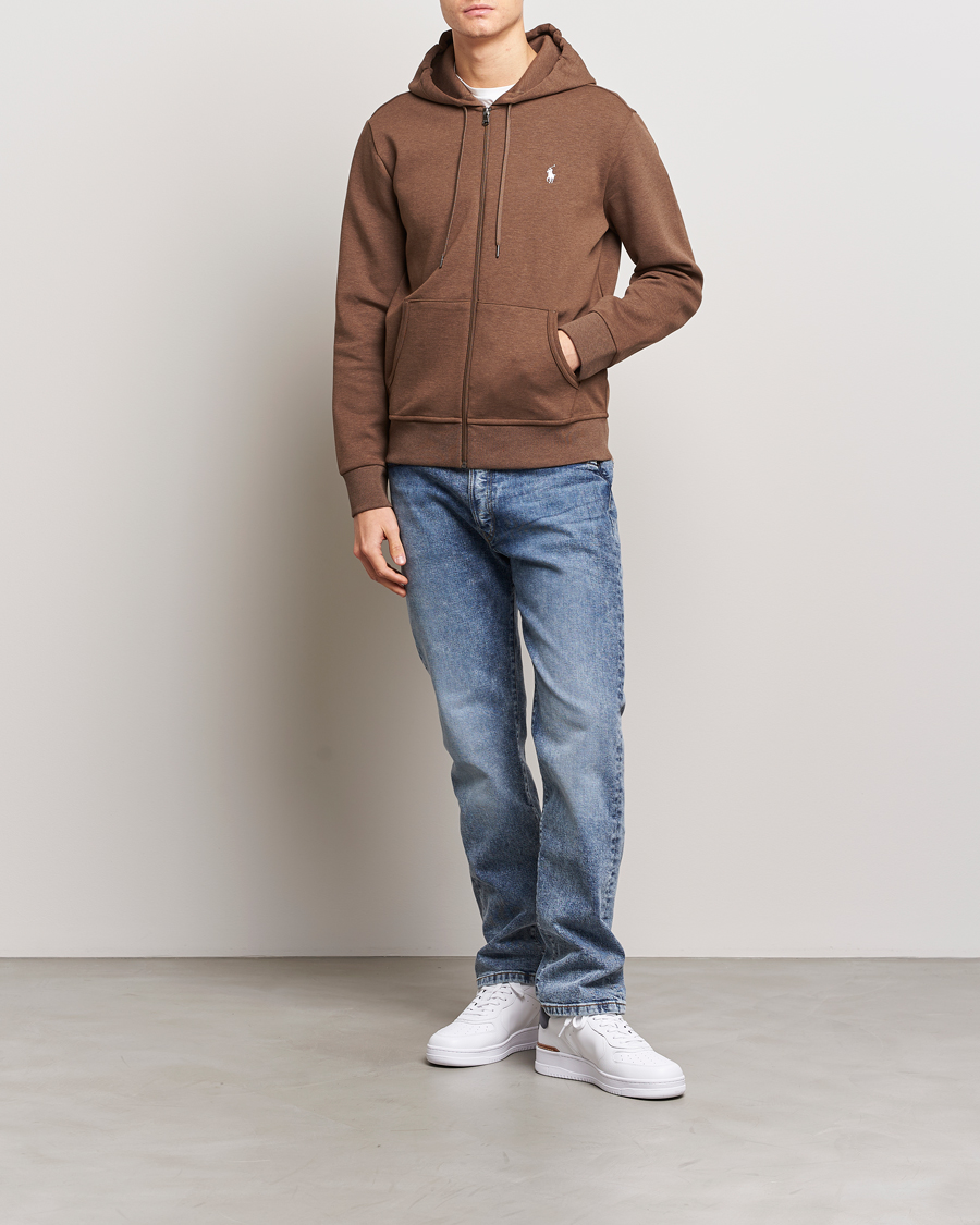 Men | Sweaters & Knitwear | Polo Ralph Lauren | Double Knitted Full-Zip Hoodie Cedar Heather
