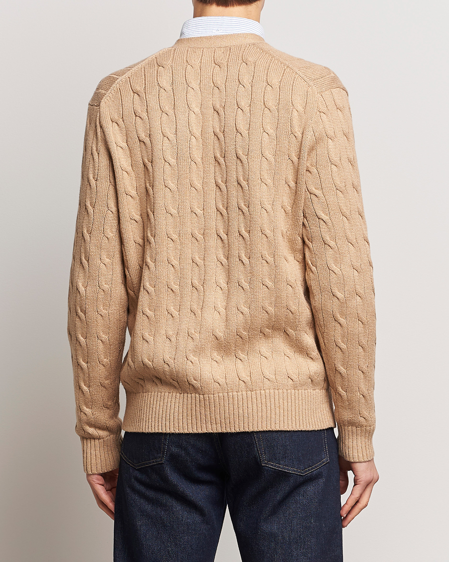 Men | Sweaters & Knitwear | Polo Ralph Lauren | Cotton Cable Cardigan Camel Melange