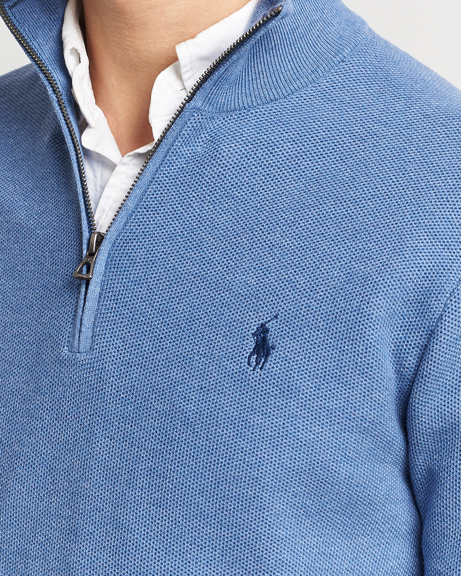Men | Sweaters & Knitwear | Polo Ralph Lauren | Textured Half-Zip Blue Heather