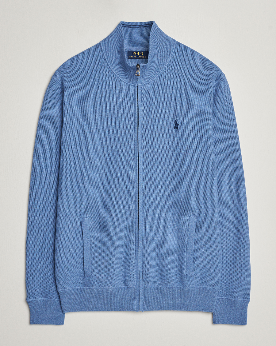 Men | Sweaters & Knitwear | Polo Ralph Lauren | Textured Full-Zip Blue Stone Heather