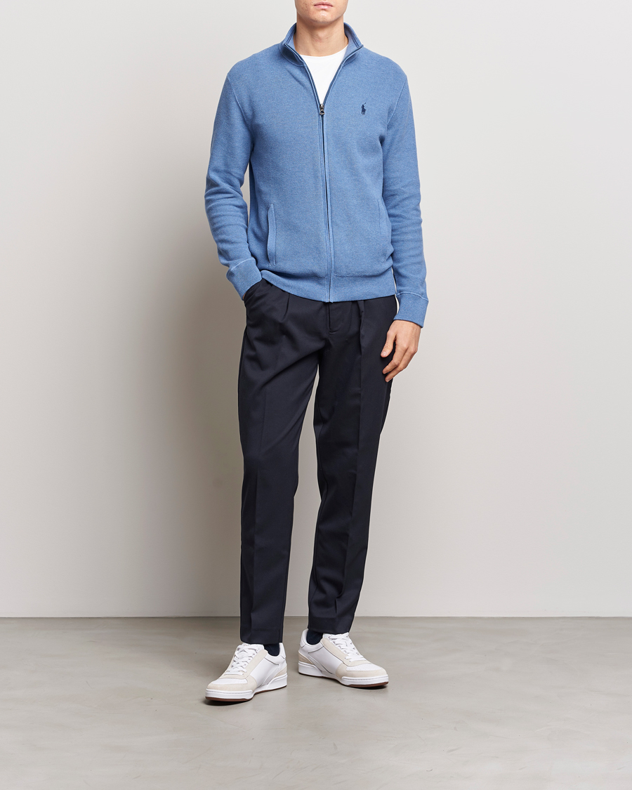 Men | Sweaters & Knitwear | Polo Ralph Lauren | Textured Full-Zip Blue Stone Heather