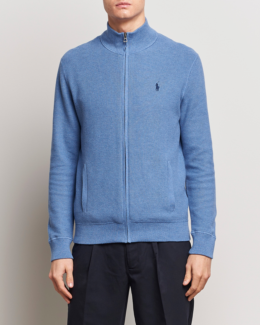 Men | Sweaters & Knitwear | Polo Ralph Lauren | Textured Full-Zip Blue Stone Heather