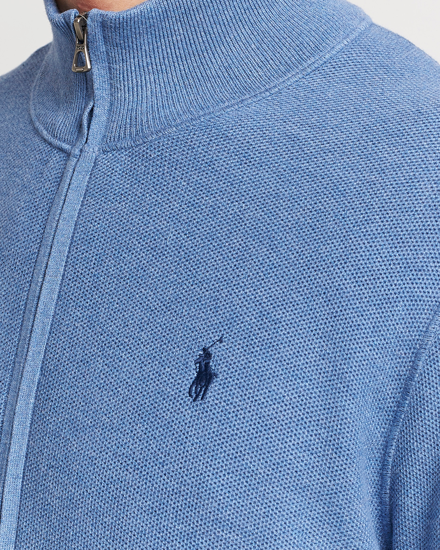 Men | Sweaters & Knitwear | Polo Ralph Lauren | Textured Full-Zip Blue Stone Heather