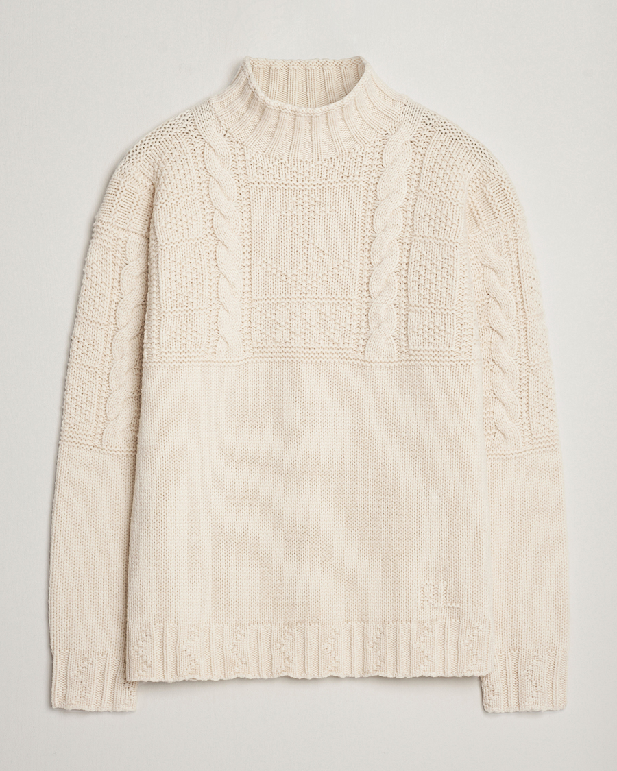Men | Sweaters & Knitwear | Polo Ralph Lauren | Wool Knitted Aran Rollneck Cream