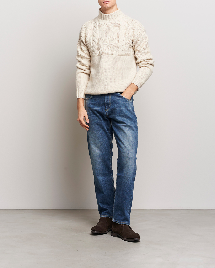 Men | Sweaters & Knitwear | Polo Ralph Lauren | Wool Knitted Aran Rollneck Cream