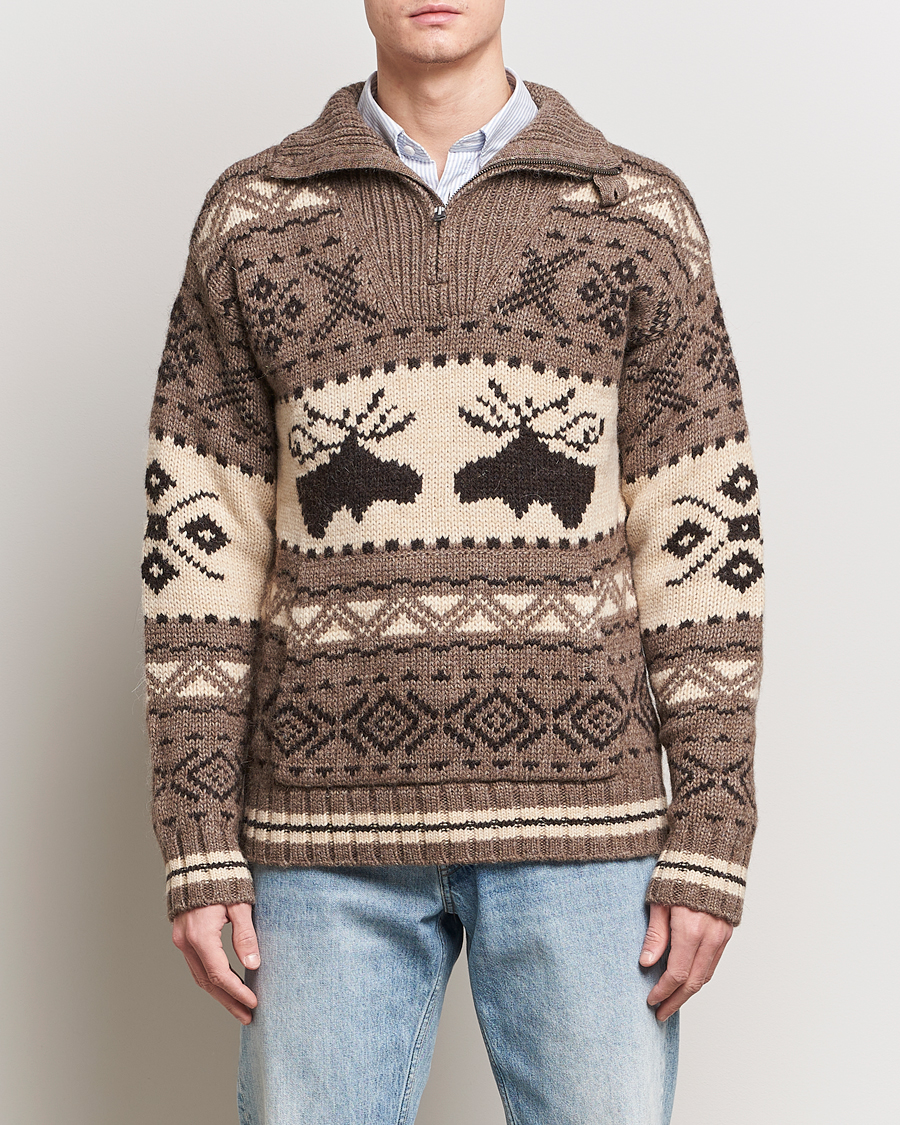Men | Sweaters & Knitwear | Polo Ralph Lauren | Wool Knitted Half-Zip Sweater Medium Brown