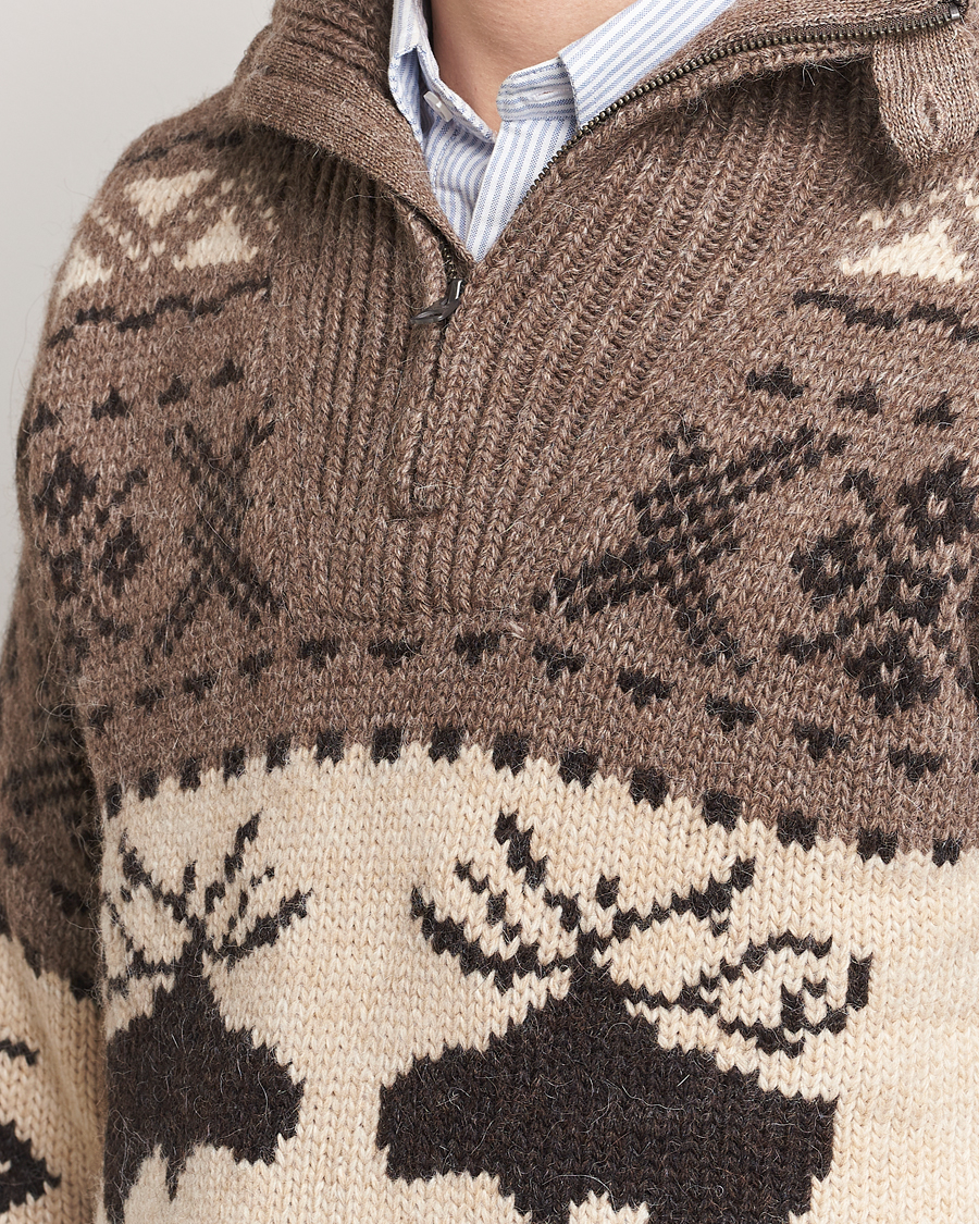 Men | Sweaters & Knitwear | Polo Ralph Lauren | Wool Knitted Half-Zip Sweater Medium Brown
