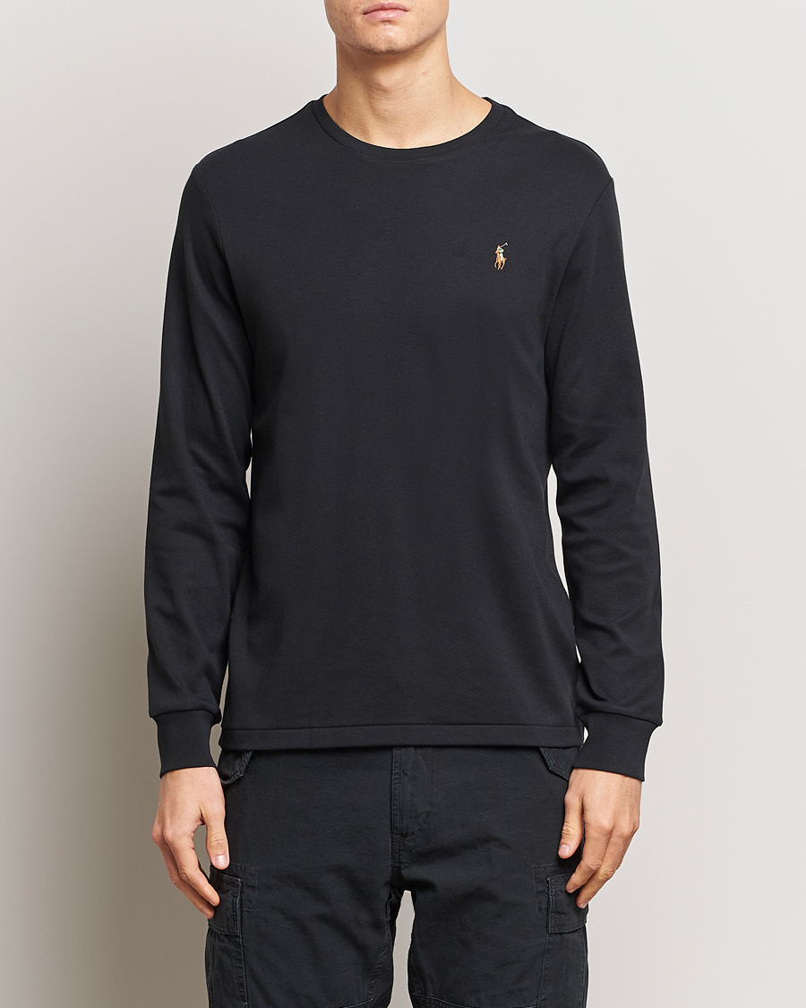 Men | Black t-shirts | Polo Ralph Lauren | Luxury Pima Cotton Long Sleeve T-Shirt Black