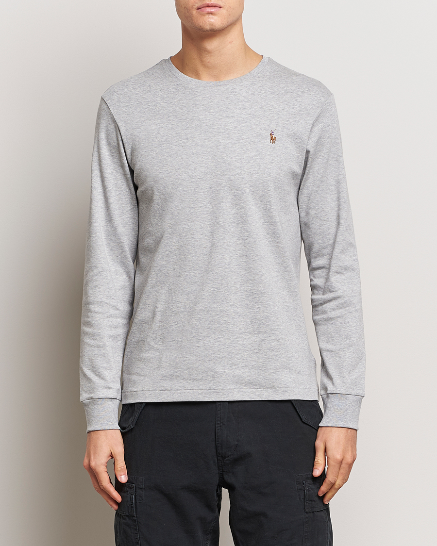 Men |  | Polo Ralph Lauren | Luxury Pima Cotton Long Sleeve T-Shirt Light Grey