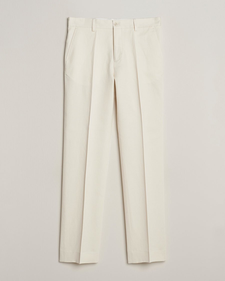 Men | Trousers | Filippa K | Straight Linen Trousers Bone White
