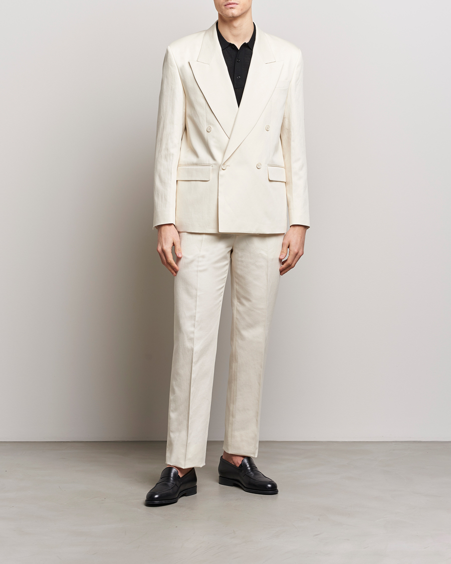 Men | Trousers | Filippa K | Straight Linen Trousers Bone White
