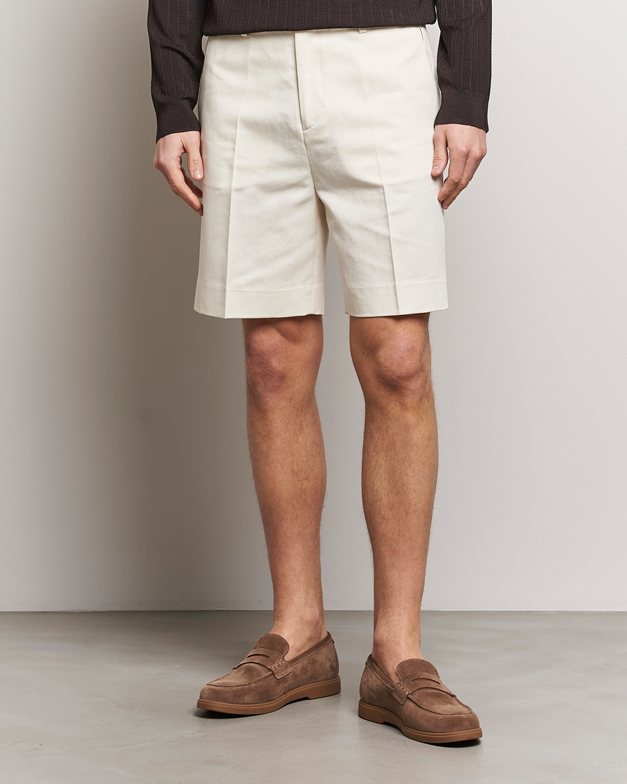 Men | Chino Shorts | Filippa K | Cotton/Linen Shorts Bone White