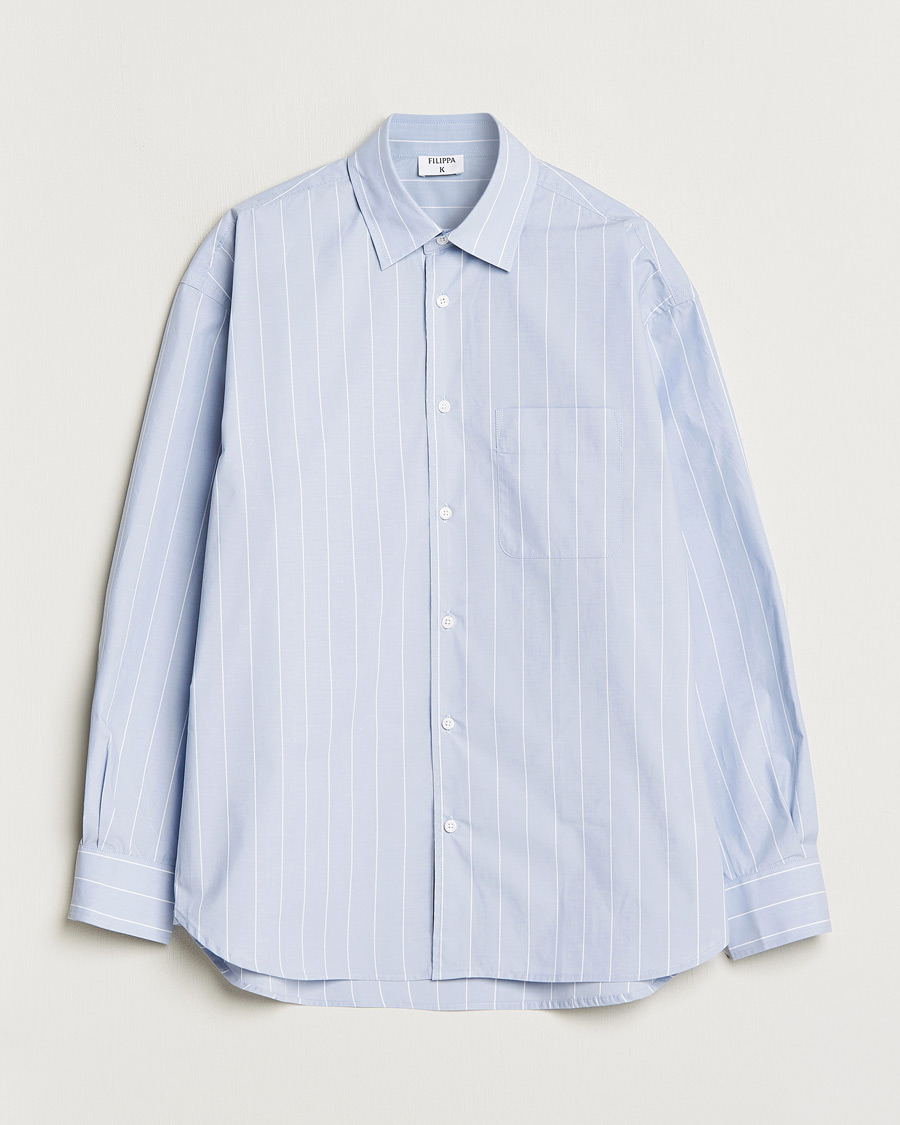 Men | Shirts | Filippa K | Striped Poplin Shirt Faded Blue/White