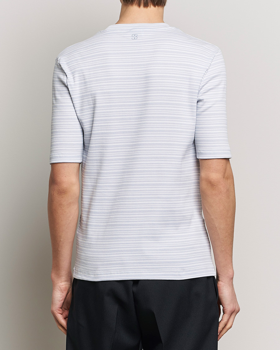 Filippa K Striped Rib T-Shirt Mist Blue/White at CareOfCarl.com Filippa K Striped Rib T-Shirt Mist Blue/White at CareOfCarl.com