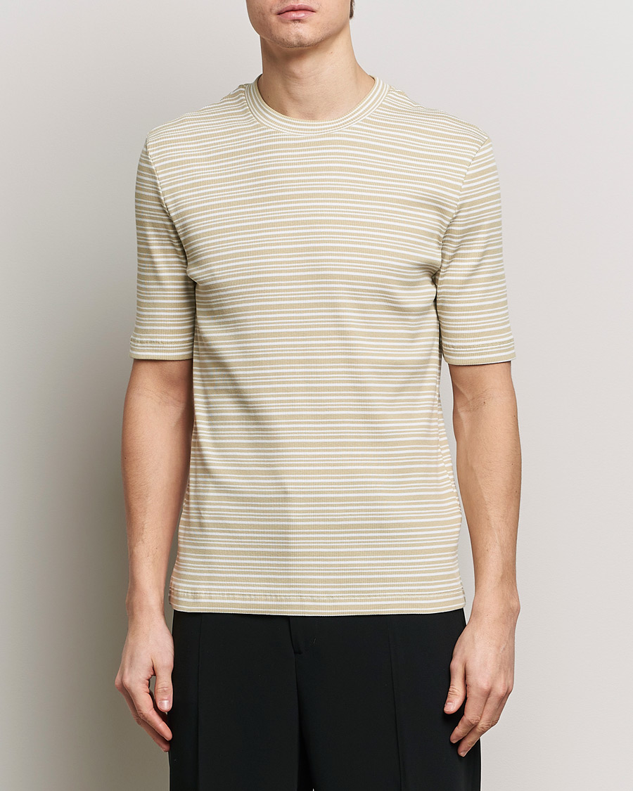 Men | Loyalty Offer | Filippa K | Striped Rib T-Shirt Dark Yellow/White