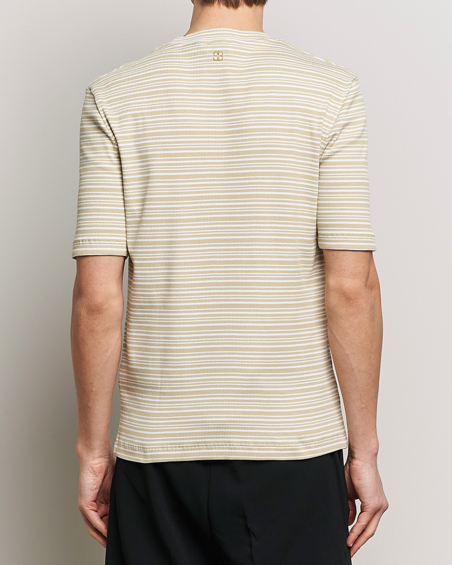 Men | T-Shirts | Filippa K | Striped Rib T-Shirt Dark Yellow/White