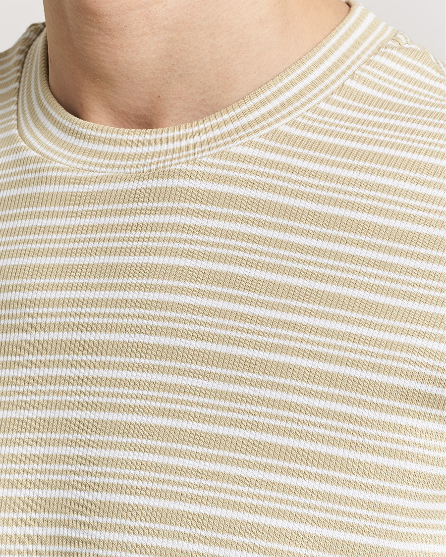 Men | T-Shirts | Filippa K | Striped Rib T-Shirt Dark Yellow/White