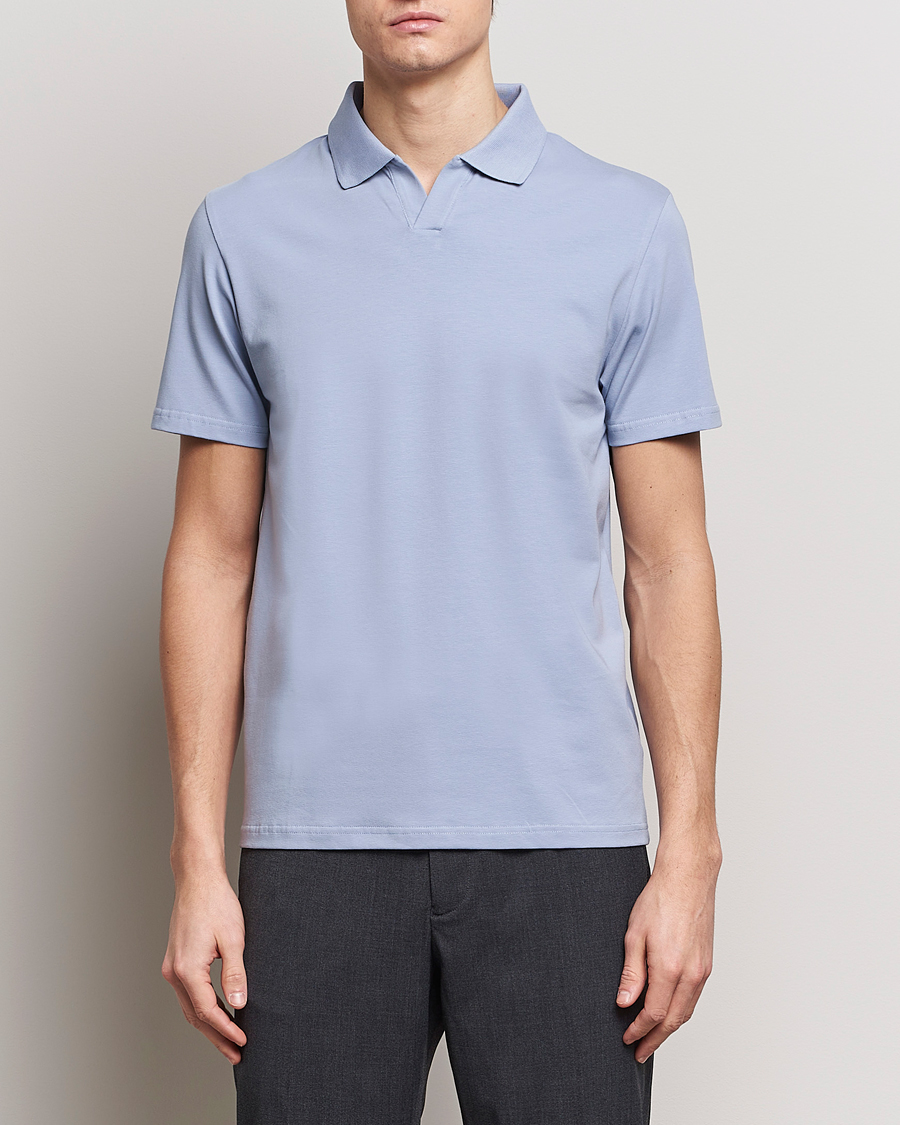 Men | Clothing | Filippa K | Soft Lycra Polo T-Shirt Faded Blue