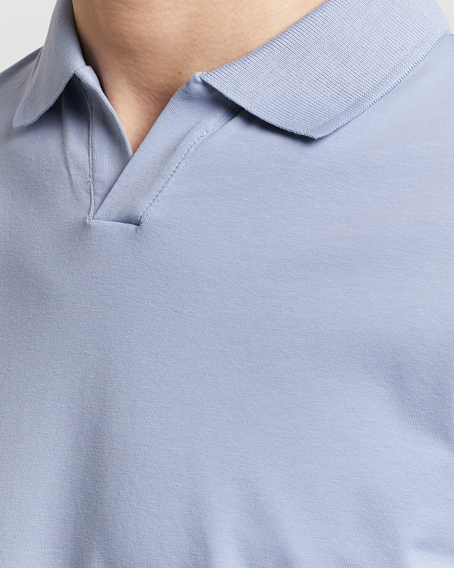 Men | Polo Shirts | Filippa K | Soft Lycra Polo T-Shirt Faded Blue