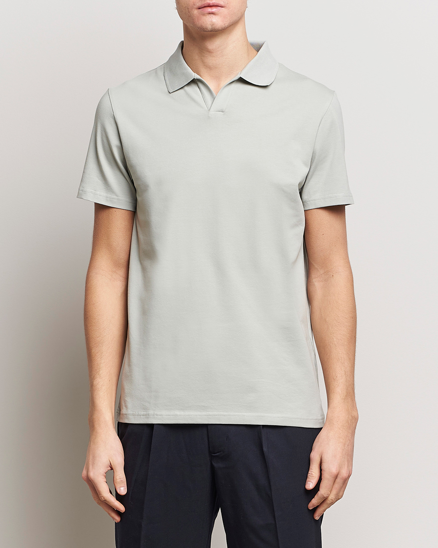 Men | Personal Classics | Filippa K | Soft Lycra Polo T-Shirt Green Grey