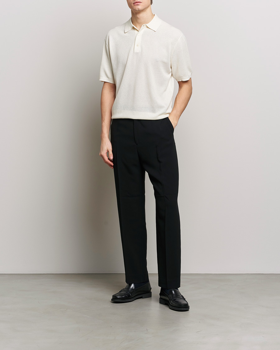 Men | Polo Shirts | Filippa K | Mesh Knitted Polo Chalk White
