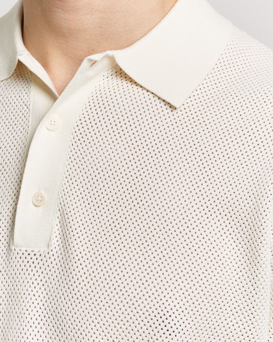 Men | Polo Shirts | Filippa K | Mesh Knitted Polo Chalk White