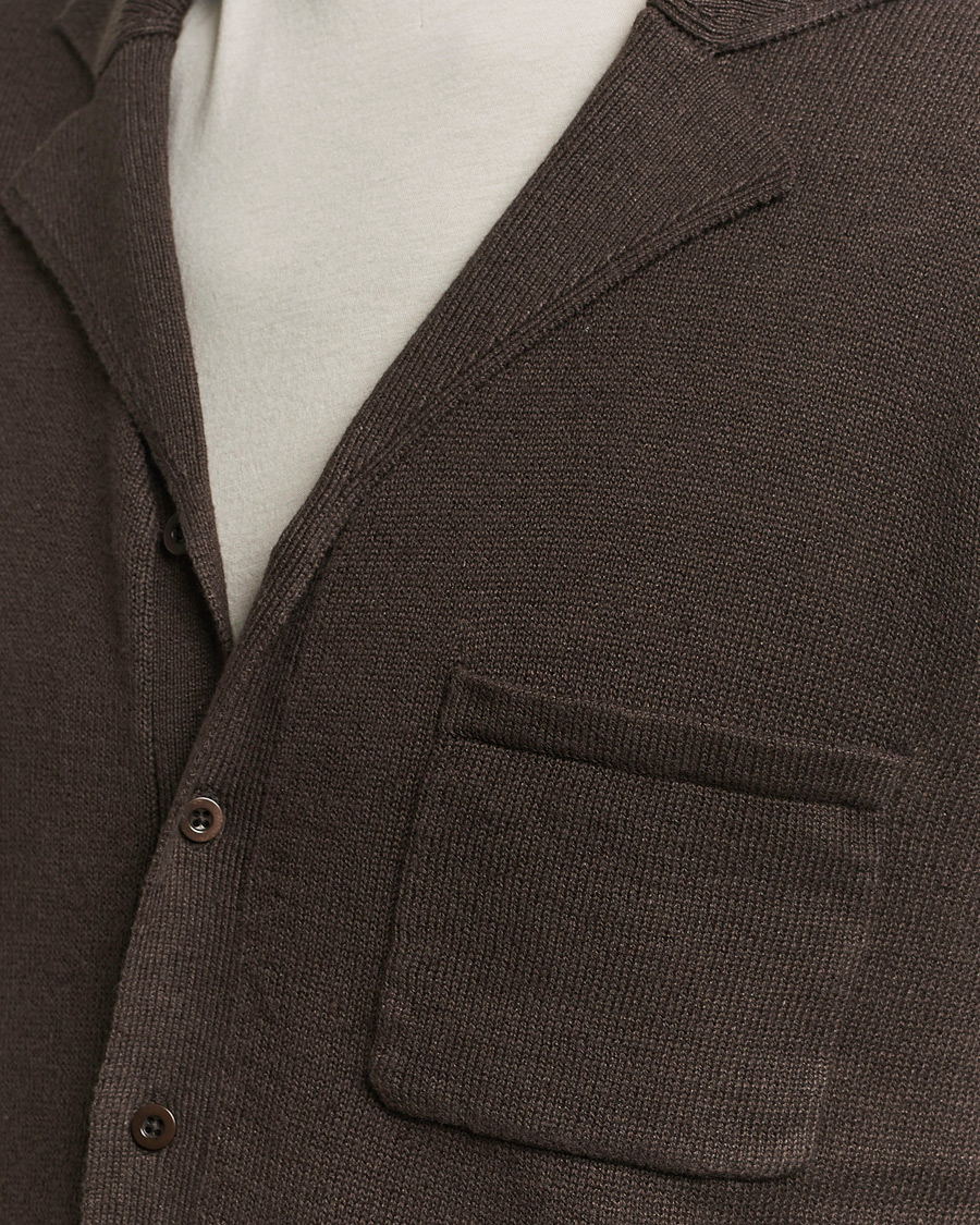 Men | Sweaters & Knitwear | Filippa K | Cotton Linen Knitted Shirt Dark Oak