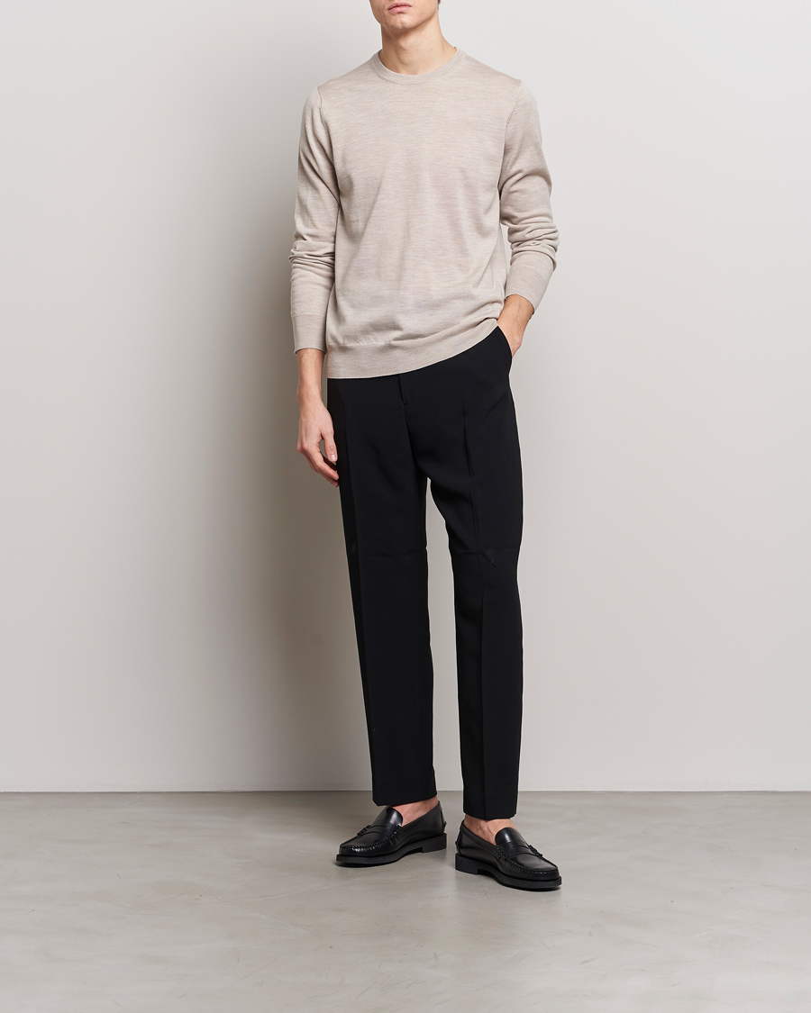 Men | Sweaters & Knitwear | Filippa K | Merino Round Neck Sweater Beige Melange