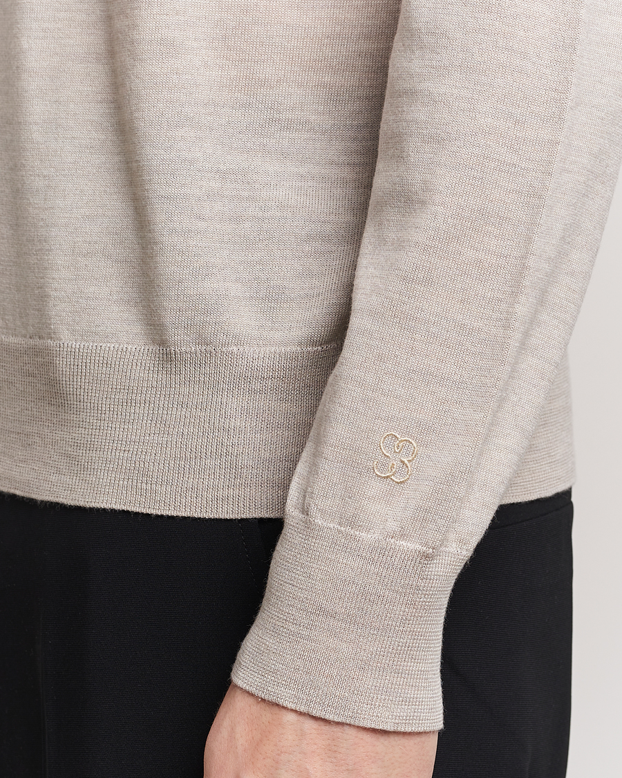 Men | Sweaters & Knitwear | Filippa K | Merino Round Neck Sweater Beige Melange