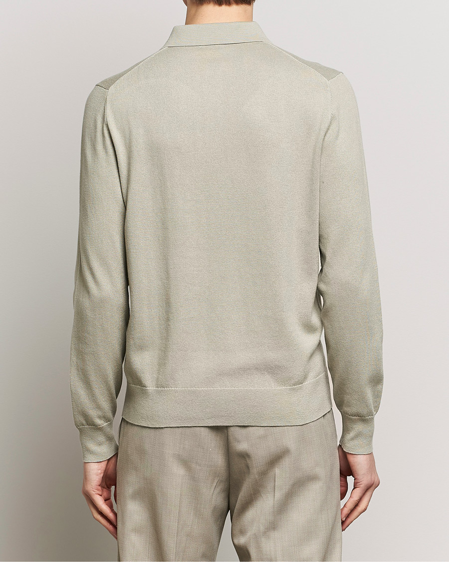 Men | Sweaters & Knitwear | Filippa K | Knitted Polo Shirt Light Sage