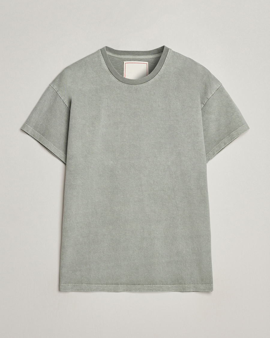 Men | T-Shirts | Jeanerica | Marcel Heavy Crew Neck T-Shirt Washed Olive Green
