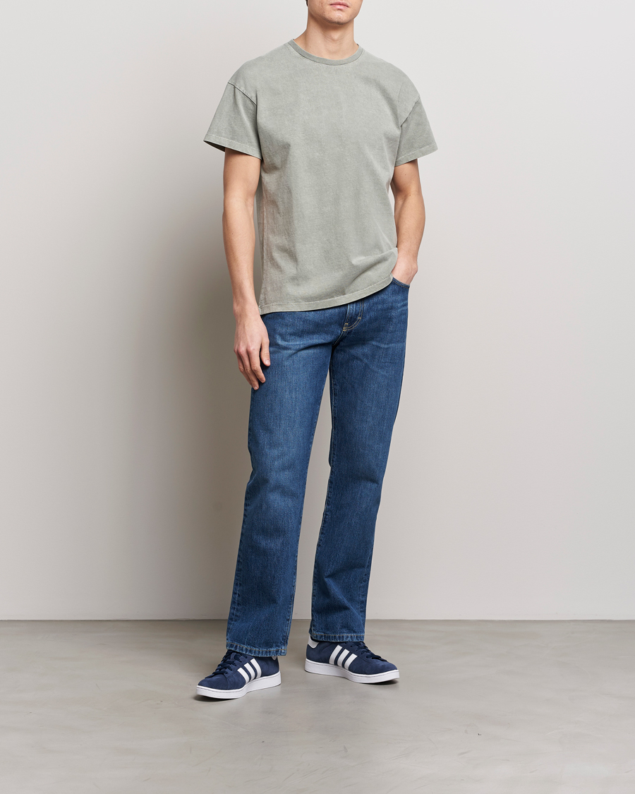 Men | T-Shirts | Jeanerica | Marcel Heavy Crew Neck T-Shirt Washed Olive Green