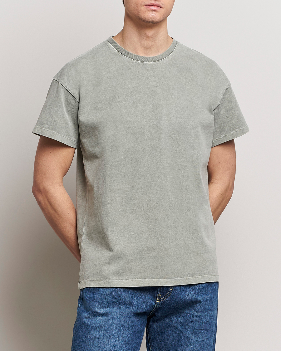 Men | Clothing | Jeanerica | Marcel Heavy Crew Neck T-Shirt Washed Olive Green