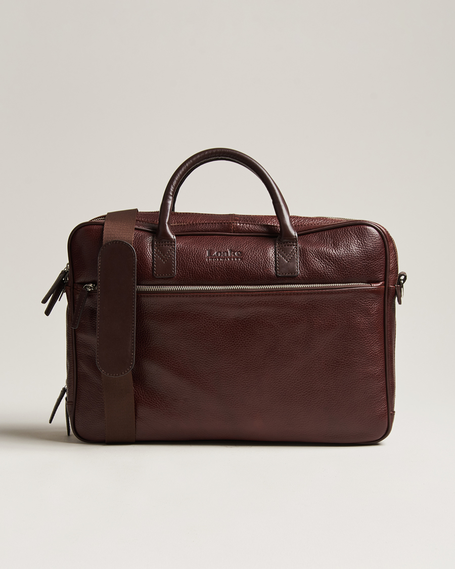 Men | Bags | Loake Shoemakers | Westminster Grain Leather Briefcase Dark Brown