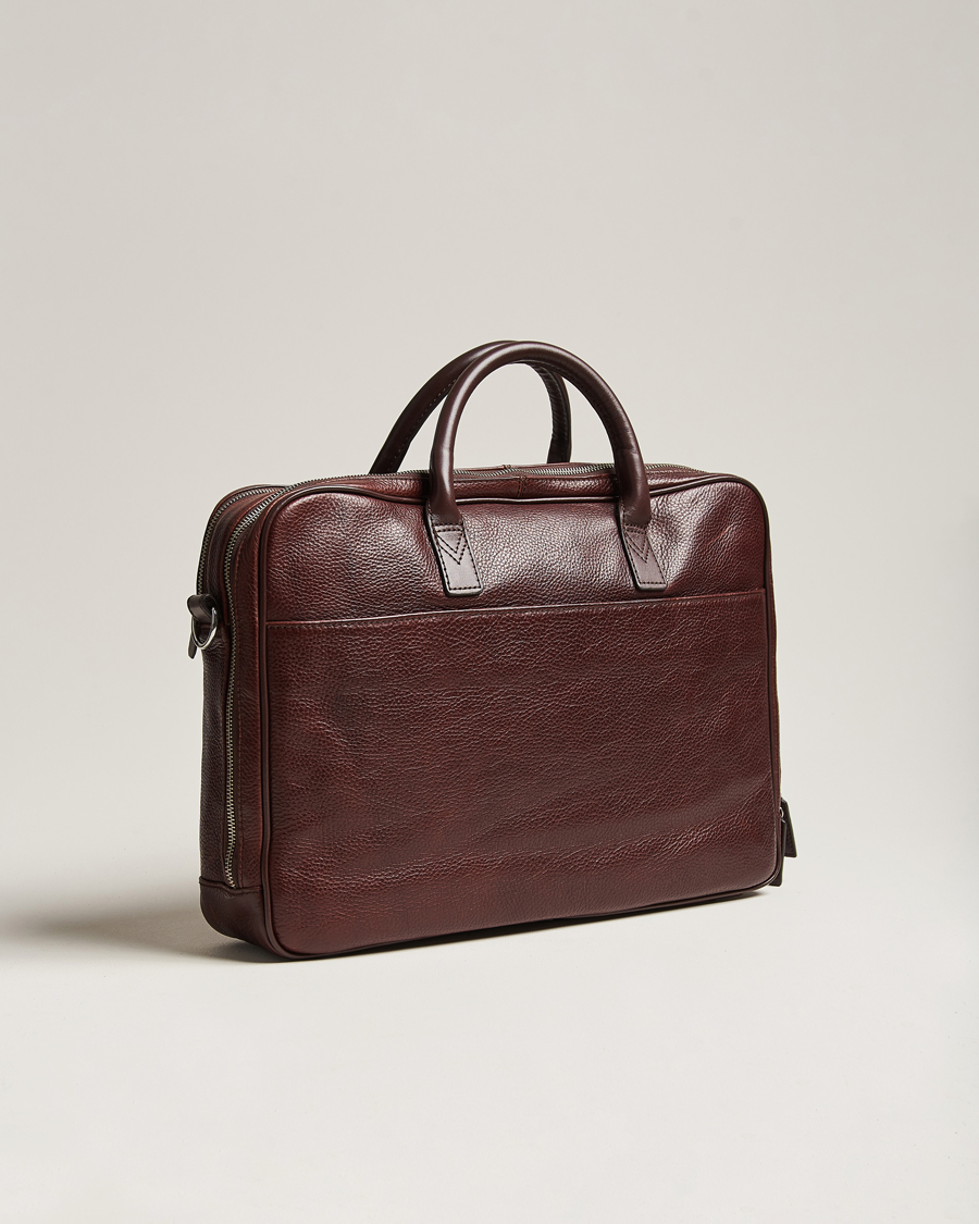 Men | Bags | Loake Shoemakers | Westminster Grain Leather Briefcase Dark Brown