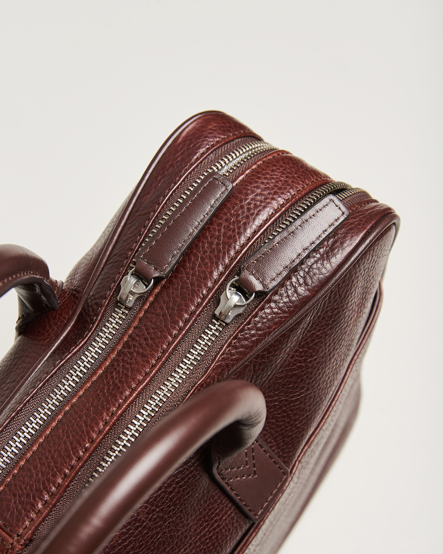 Men | Bags | Loake Shoemakers | Westminster Grain Leather Briefcase Dark Brown