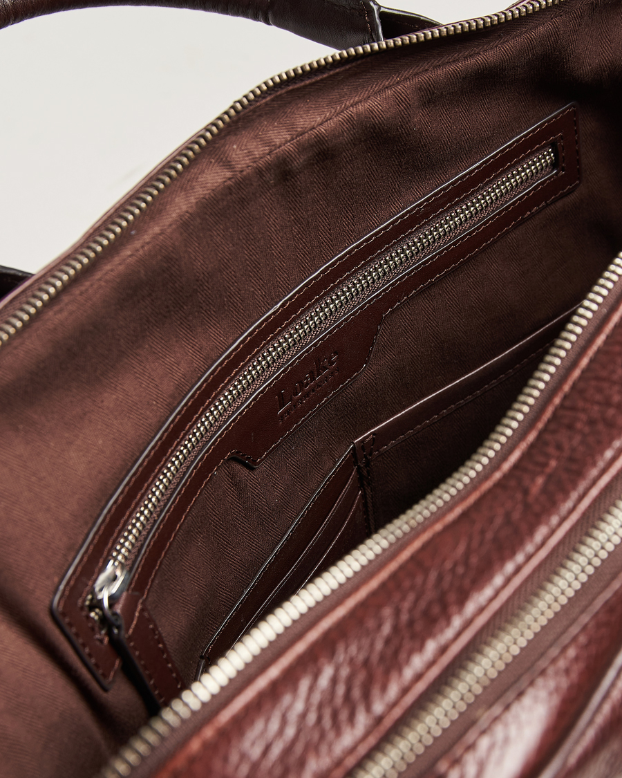 Men | Bags | Loake Shoemakers | Westminster Grain Leather Briefcase Dark Brown