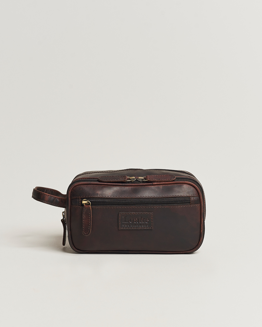 Men | Wash Bags | Loake 1880 | Dartmouth Leather Washbag Dark Brown