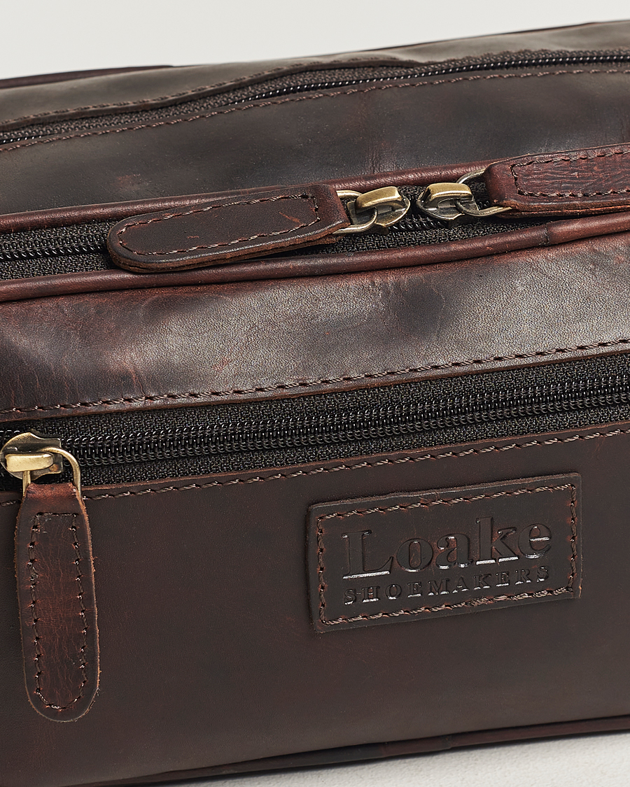 Men | Loake 1880 Dartmouth Leather Washbag Dark Brown | Loake 1880 | Dartmouth Leather Washbag Dark Brown