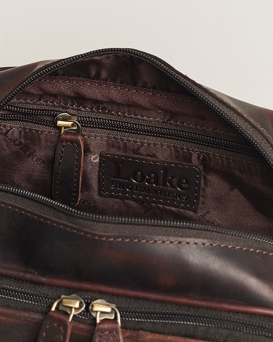 Men | Loake 1880 Dartmouth Leather Washbag Dark Brown | Loake 1880 | Dartmouth Leather Washbag Dark Brown