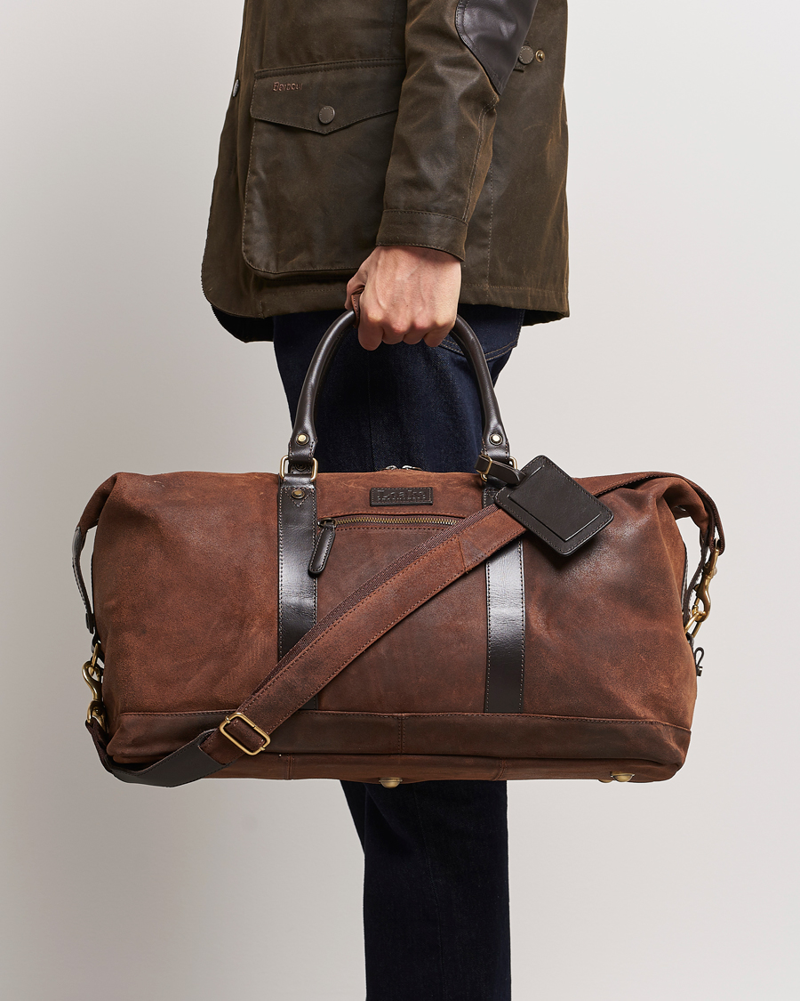 Men | Weekend Bags | Loake 1880 | Cornwall Brushed Suede Travel Bag Brown