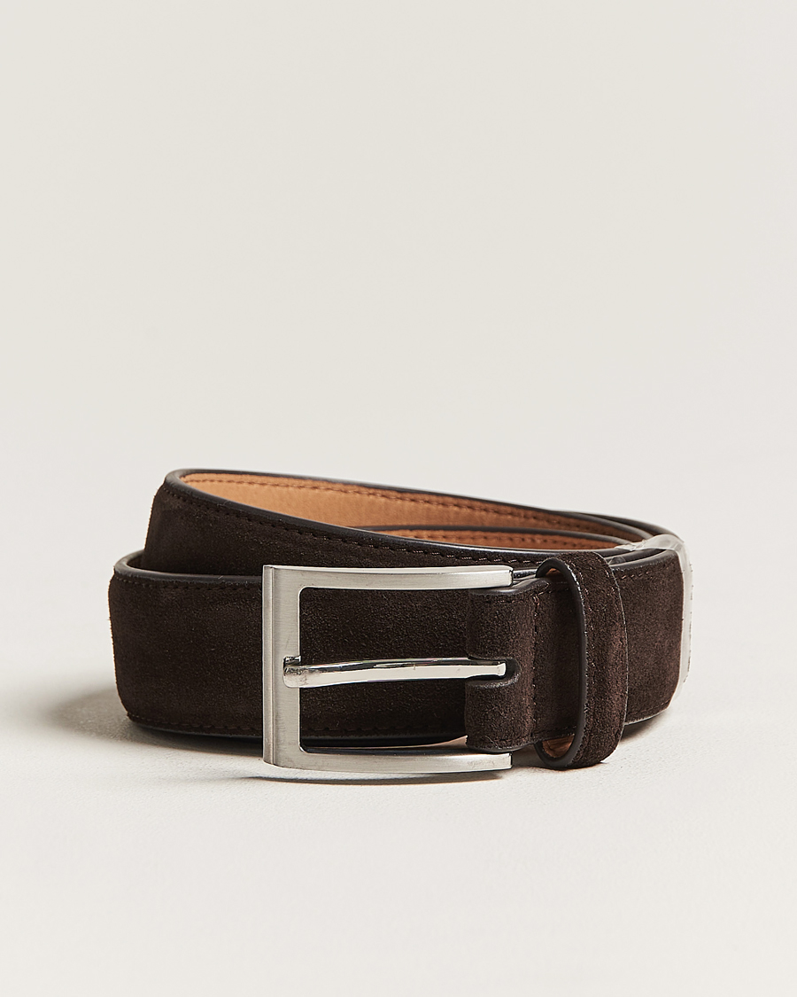 Men | Belts | Loake 1880 | William Suede Belt Dark Brown