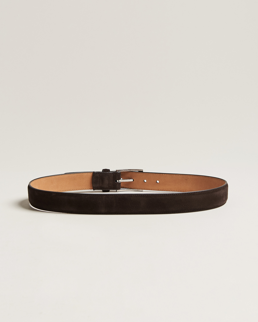 Men | Leather Belts | Loake 1880 | William Suede Belt Dark Brown