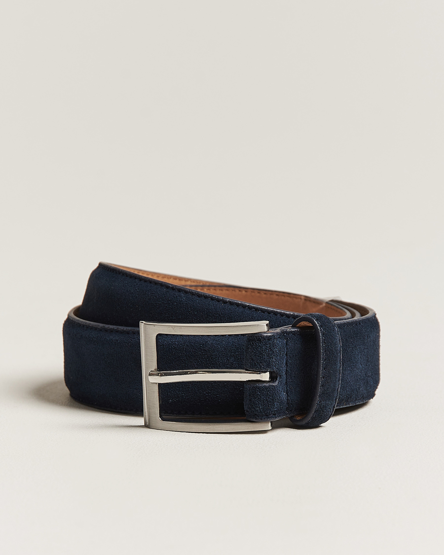 Men | Leather Belts | Loake 1880 | William Suede Belt Navy
