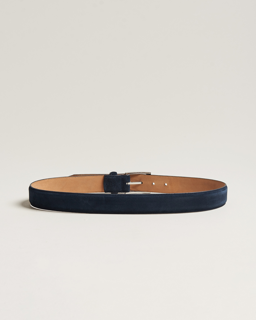 Men | Leather Belts | Loake 1880 | William Suede Belt Navy