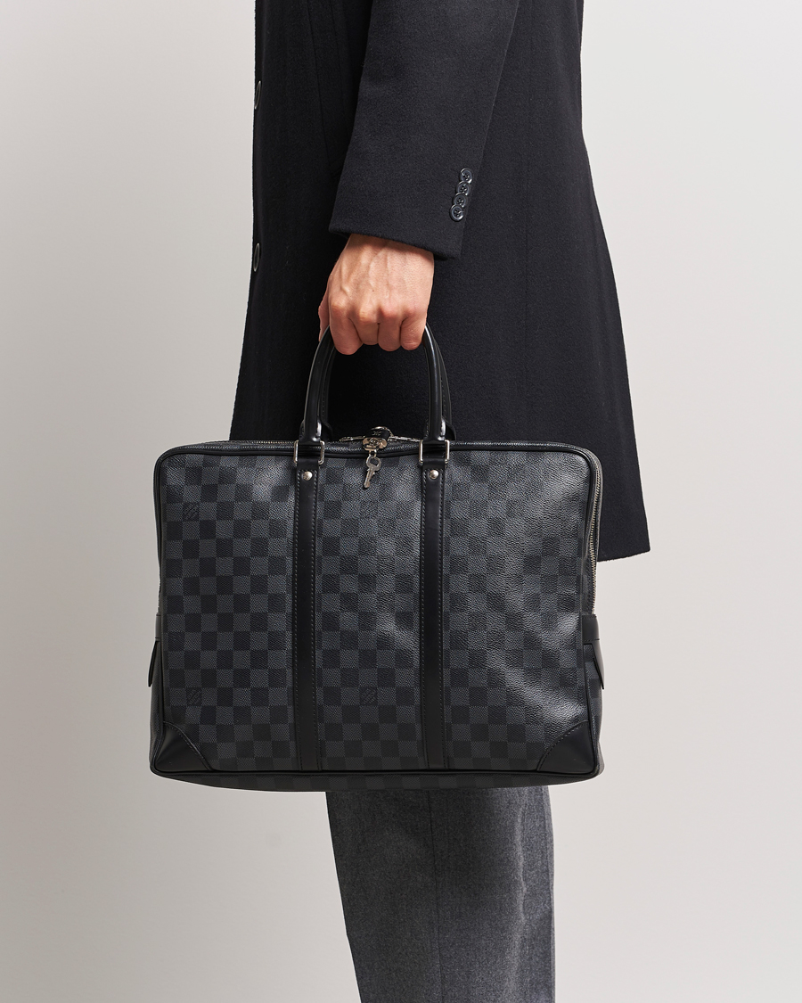 Men | Previously sold bags | Louis Vuitton Pre-Owned | Porte-Documents Voyager Briefcase Damier Graphite
