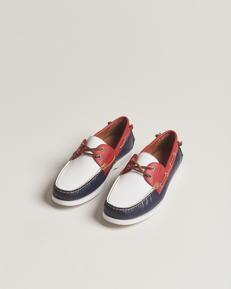 Herren |  | Polo Ralph Lauren | Merton Leather Boat Shoe Red/White/Blue