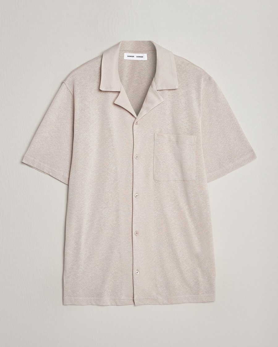 Men | Shirts | Samsøe Samsøe | Samartin Cotton/Linen Short Sleeve Shirt Moonstruck