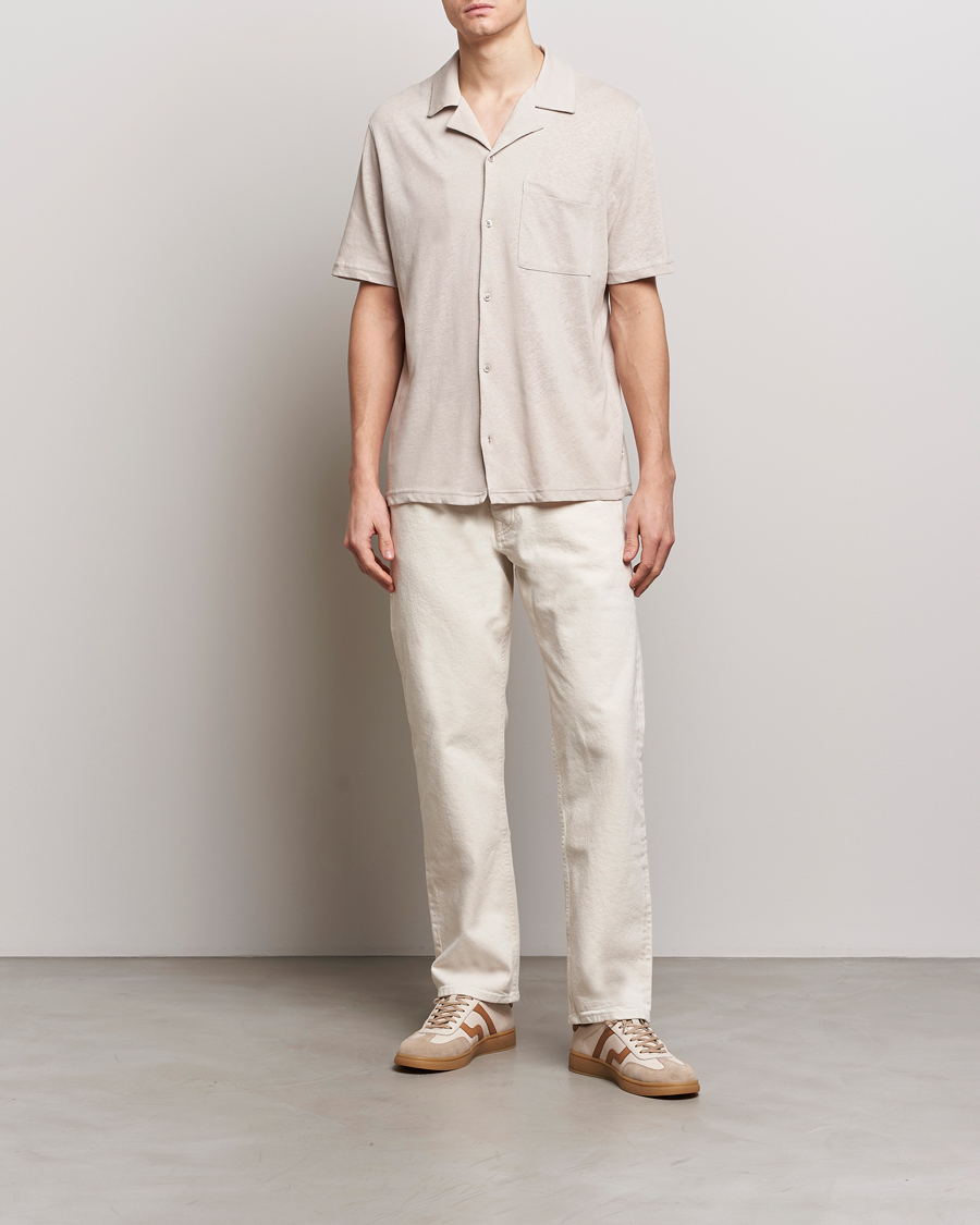 Men | Shirts | Samsøe Samsøe | Samartin Cotton/Linen Short Sleeve Shirt Moonstruck