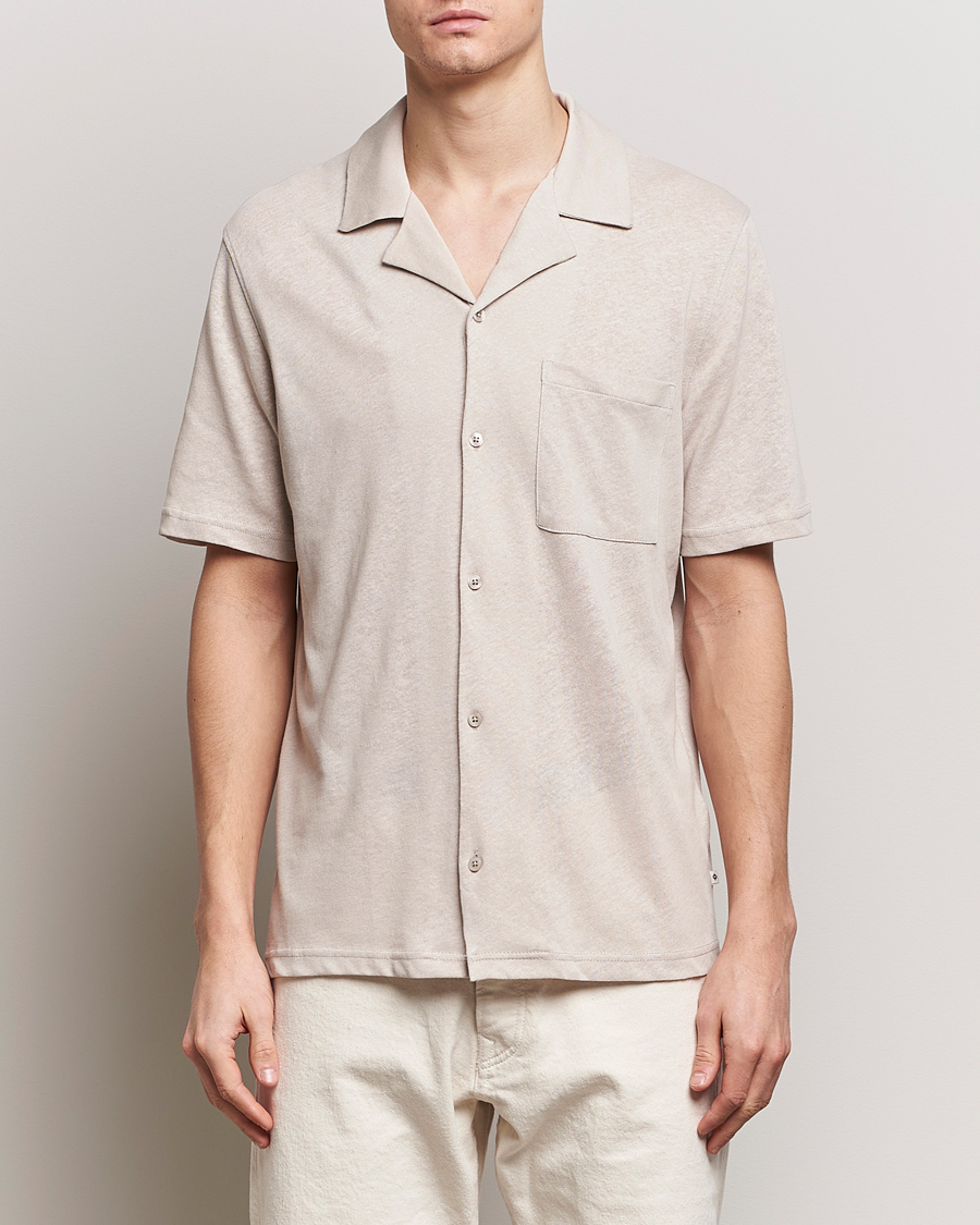 Men | Shirts | Samsøe Samsøe | Samartin Cotton/Linen Short Sleeve Shirt Moonstruck